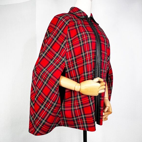 Trina Turk | Teodora Cape | Red Plaid Tartan | Sz P/S - Picture 5 of 12